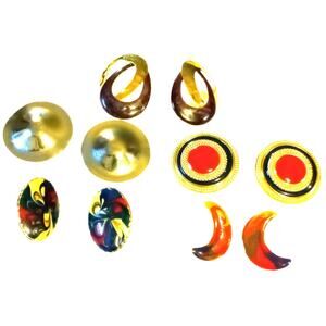 Vintage Lot 5 Sets Business Casual Metal Stud Post Earrings